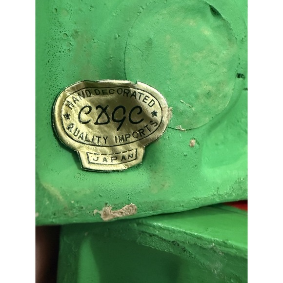 Vintage Asian Japanese Boy & Girl Ceramic Let's Kiss Bobblehead Red Black - Picture 8 of 8